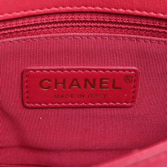 CHANEL Leather Matelasse Coco Mark Chain Shoulder Bag Pink Red Ladies - Picture 6 of 10